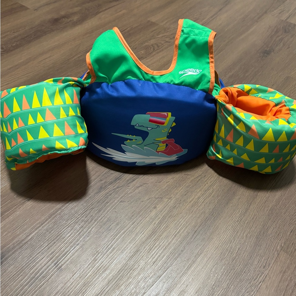 Speedo Kids Swim Vest in Green, Blue, and Orange